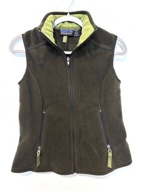 Patagonia Synchilla Olive Green Fleece Zip Up Vest Women’s Small Gorpcore